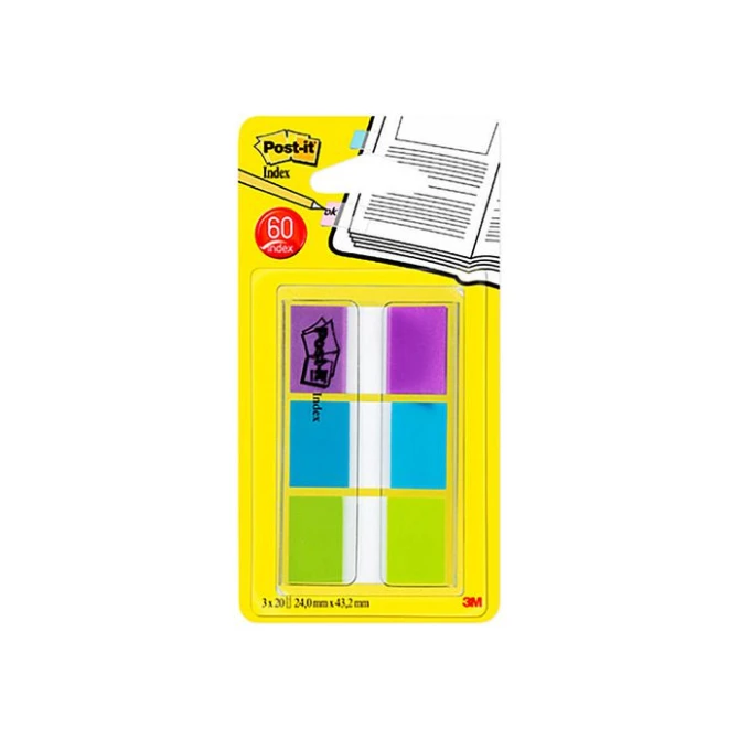 Post-it Index Standaard 24 mm 3 x 20 Indexen (blister 3 blokken) Post-it Index Standaard 24 mm 3 x 20 Indexen (blister 3 blokken)