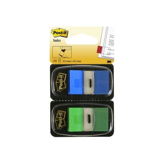 Post-it Index Standaard Duopack - meerdere kleuren 254 x 432 mm groen en blauw (pak 2 stuks)