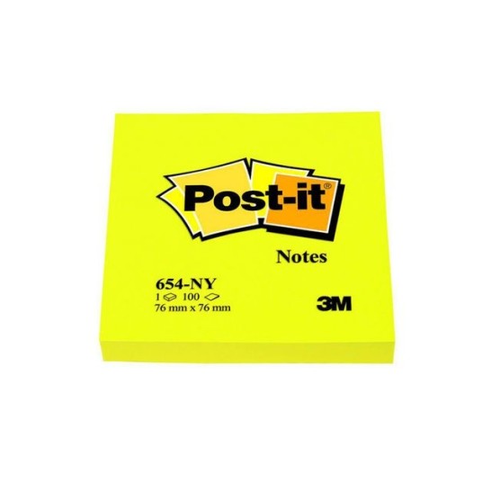 Post-it Notes 76 x 76 mm Neon geel (pak 6 x 100 vel)