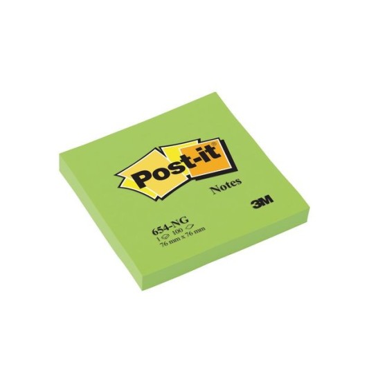 Post-it Notes 76 x 76 mm Neon groen (pak 6 x 100 vel)