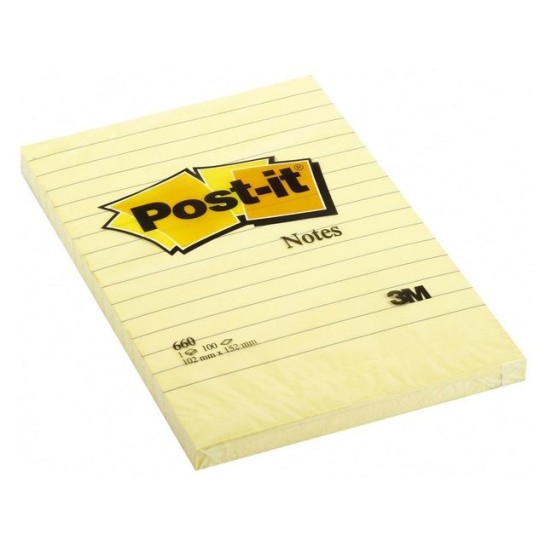 Post-it Notes Canary Yellow™ XXL Gelinieerd 102 x 152 mm Geel (pak 6 x 100 vel)