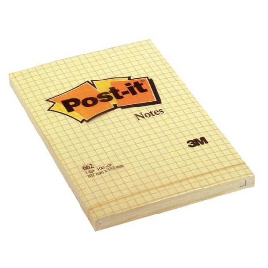 Post-it Notes Canary Yellow™ XXL Geruit 102 x 152 mm Geel (pak 6 x 100 vel)