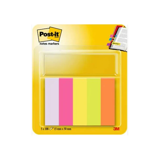 Post-it Notes Markeerstroken 5 kleuren 15 x 55 mm (pak 5 blokken)