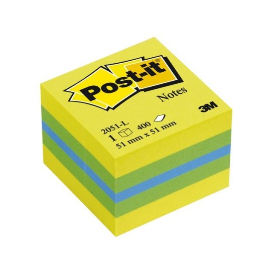 Post-it Notes Mini Kubus 51 x 51 mm Limoen (blok 400 vel)