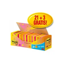 Post-it Notes Voordeelpak 76 x 76 mm Neon kleuren (pak 24 blokken)