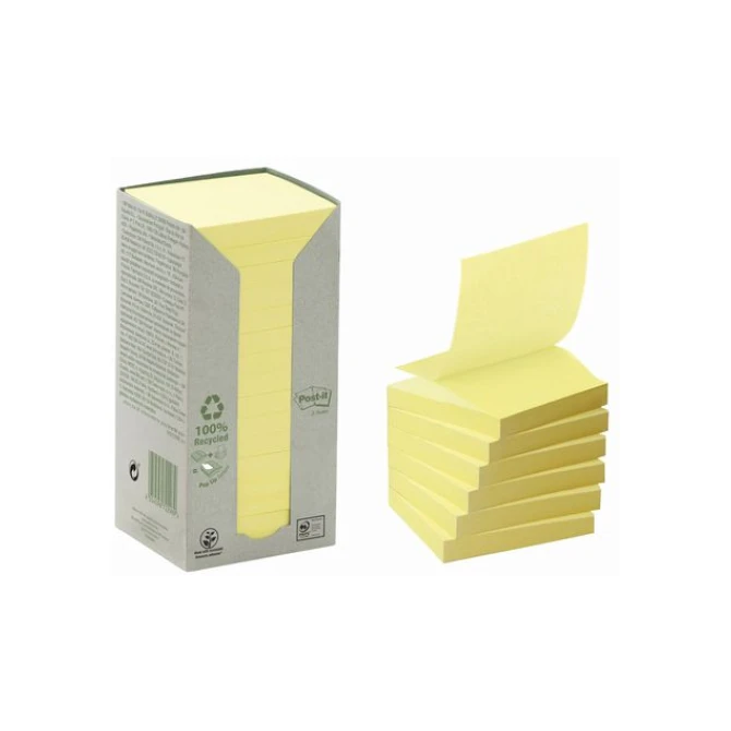 Post-it Recycled Z-Notes Canary Yellow™ 76 x 76 mm Geel (pak 16 blokken)