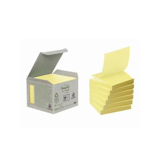 Post-it Recycled Z-Notes Canary Yellow™ 76 x 76 mm Geel (pak 6 blokken)