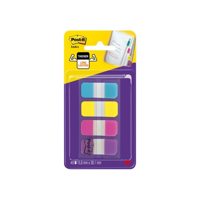 Post-it Strong Mini-indexmarkers 16 x 38 mm verschillende kleuren (pak 40 stuks)