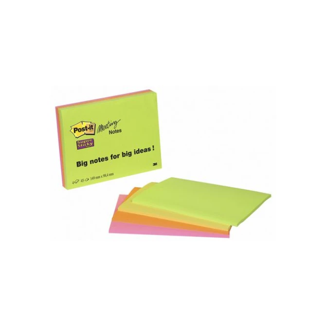 Post-it Super Sticky Meeting Notes XXL 984 x 149 mm Neon kleuren (pak 4 blokken)
