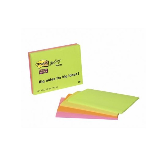 Post-it Super Sticky Meeting Notes XXL 984 x 149 mm Neon kleuren (pak 4 blokken)