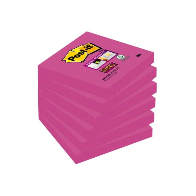 Post-it Super Sticky Notes 76 x 76 mm Fuchsia (pak 6 x 90 vel)