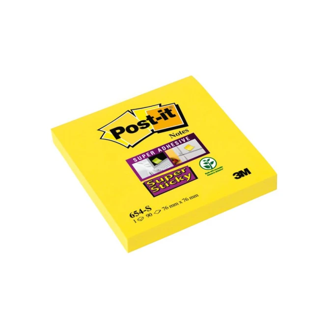 Post-it Super Sticky Notes 76 x 76 mm Neon geel (pak 12 x 90 vel) Post-it Super Sticky Notes 76 x 76 mm Neon geel (pak 12 x 90 vel)
