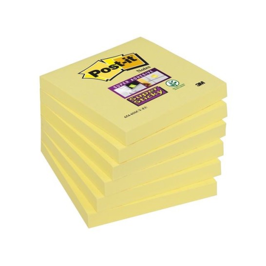 Post-it Super Sticky Notes Canary Yellow™ 76 x 76 mm Geel (pak 6 x 90 vel)