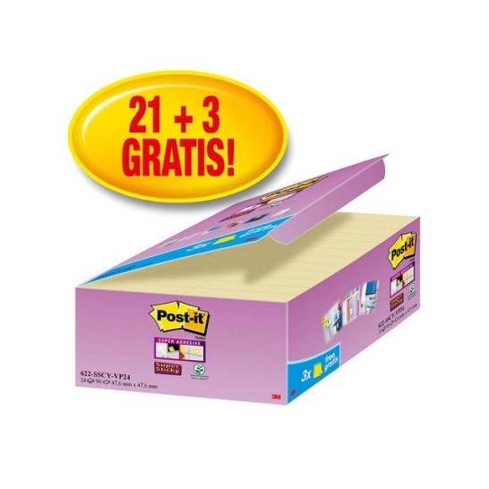 Post-it Super Sticky Notes Canary Yellow™ Voordeelpak 476 x 476 mm Geel (pak 24 blokken)
