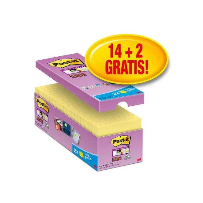 Post-it Super Sticky Notes Canary Yellow™ Voordeelpak 76 x 76 mm Geel (pak 16 blokken) Post-it Super Sticky Notes Canary Yellow™ Voordeelpak 76 x 76 mm Geel (pak 16 blokken)