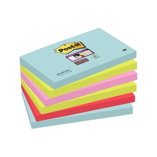 Post-it Super Sticky Notes Miami kleuren 76 x 127 mm (pak 6 stuks)