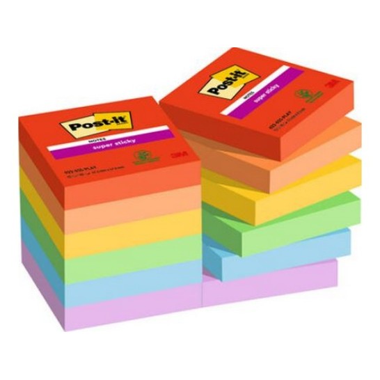 Post-it Super Sticky Notes Playful Colour Collection 47.6 x 47.6 mm (pak 12 blokken)