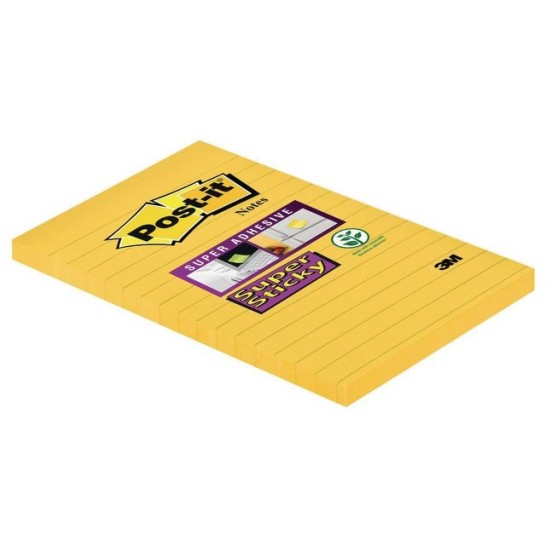 Post-it Super Sticky Notes Ultra Geel XXL Gelinieerd 101 x 152 mm (pak 6 x 90 vel)