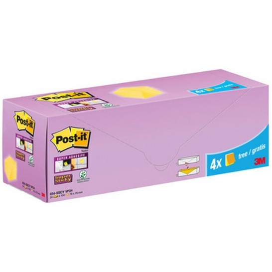 Post-it® Super Sticky Notes Voordeelpak 127 x 76 mm kanariegeel (pak 24 stuks)