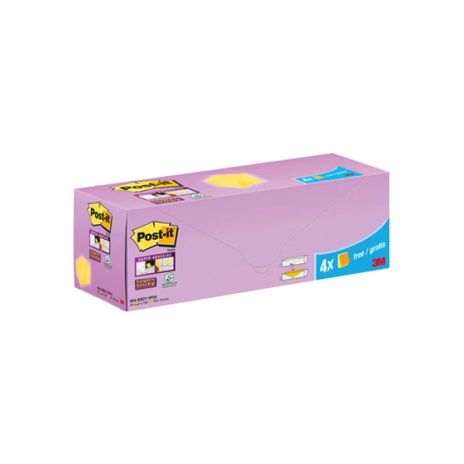 Post-it® Super Sticky Notes Voordeelpak 127 x 76 mm kanariegeel (pak 24 stuks) Post-it® Super Sticky Notes Voordeelpak 127 x 76 mm kanariegeel (pak 24 stuks)