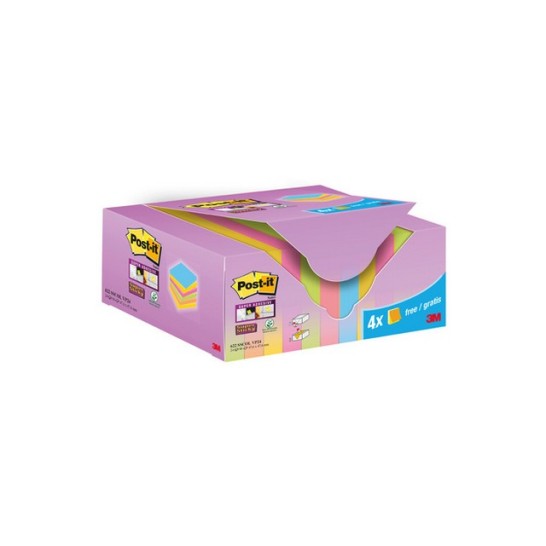 Post-it® Super Sticky Notes Voordeelpak 47.6 x 47.6 mm assorti (pak 24 stuks)