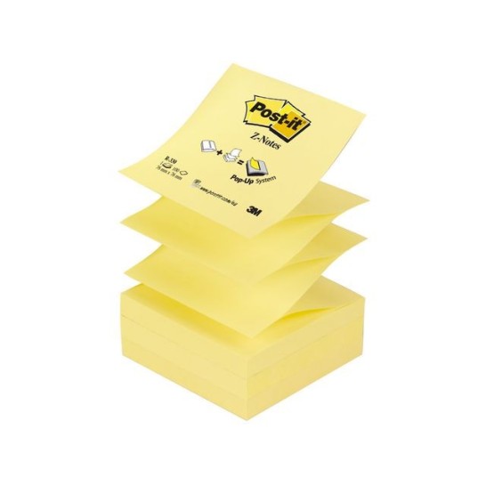 Post-it Z-Notes Canary Yellow 76 x 76 mm (pak 12 blokken)