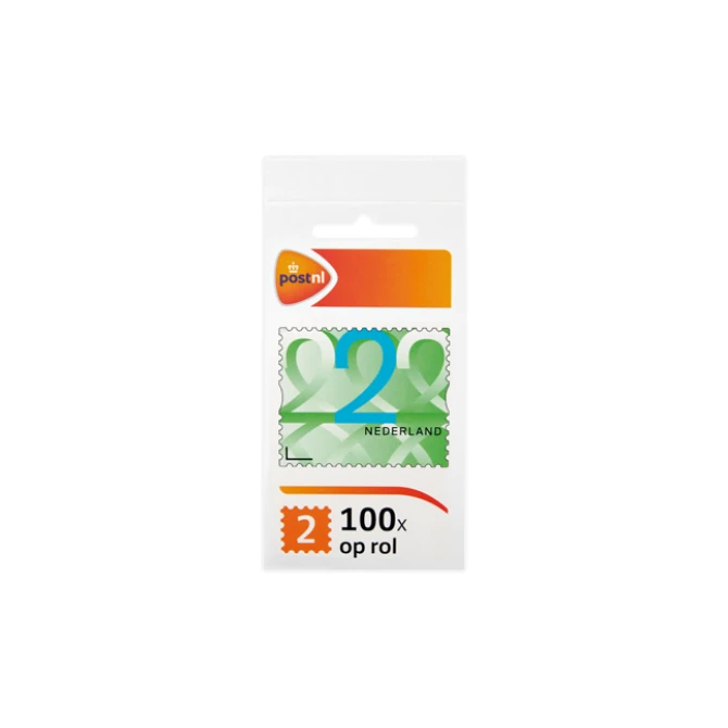 PostNL Binnenland Zakelijke Postzegel Tarief 2 Zelfklevend Groen (rol 100 stuks)
