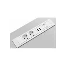 Powerdesk Insert 2x230v-usb wit/alu