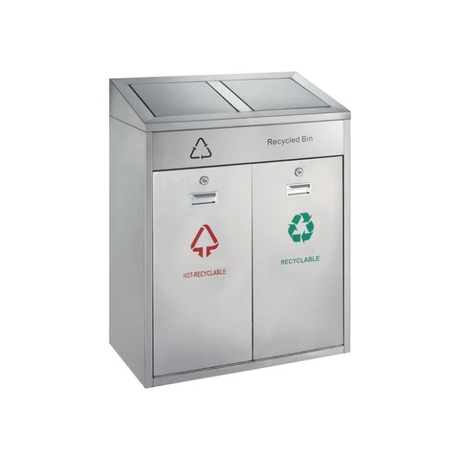 Recycling bin 2x21L mat RVS Recycling bin 2x21L mat RVS