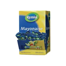 Remia Mayonaise Extra Romig Sticks 20 ml (doos 200 stuks) Remia Mayonaise Extra Romig Sticks 20 ml (doos 200 stuks)