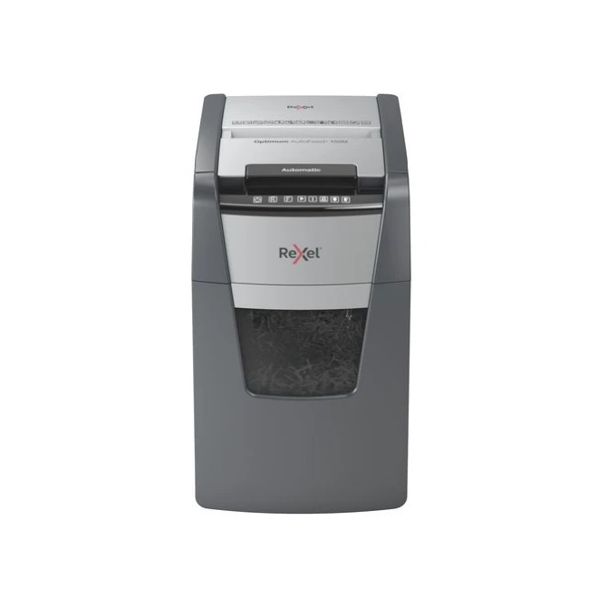 REXEL Optimum Auto+ 150M Automatische Papiervernietiger P5 Micro-Cut Snippers 44L 150 Vellen Zwart REXEL Optimum Auto+ 150M Automatische Papiervernietiger P5 Micro-Cut Snippers 44L 150 Vellen Zwart