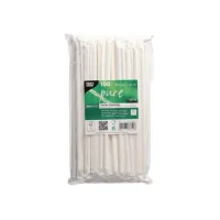 PAPSTAR Drinkrietjes. papier ''pure'' Ø 6 mm · 20 cm wit per stuk verpakt (doos 10 x 100 stuks)