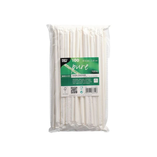 PAPSTAR Drinkrietjes. papier pure Ø 6 mm · 20 cm wit per stuk verpakt (doos 10 x 100 stuks) PAPSTAR Drinkrietjes. papier pure Ø 6 mm · 20 cm wit per stuk verpakt (doos 10 x 100 stuks)