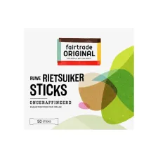 Rietsuiker sticks Fairtrade 4gr (50 stuks) Rietsuiker sticks Fairtrade 4gr (50 stuks)