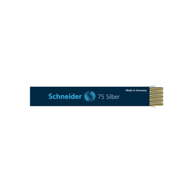 SCHNEIDER 75 balpennavulling middelgrote punt zilveren inkt (pak 10 stuks) SCHNEIDER 75 balpennavulling middelgrote punt zilveren inkt (pak 10 stuks)