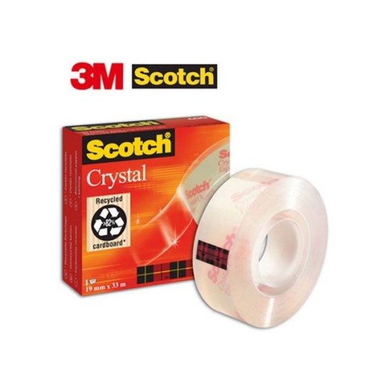 SCOTCH® 600 Crystal Clear Plakband 19 mm x 33 m asgat 25 mm (rol 33 meter)
