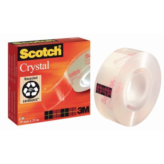 SCOTCH® 600 Crystal Clear Plakband 19 mm x 66 m asgat 76 mm (rol 66 meter)