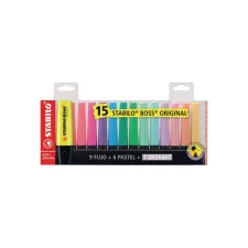 STABILO Boss Original Bureauset Markeerstiften Beitelvormige Punt 2 - 5 mm Assorti (blister 15 stuks) STABILO Boss Original Bureauset Markeerstiften Beitelvormige Punt 2 - 5 mm Assorti (blister 15 stuks)