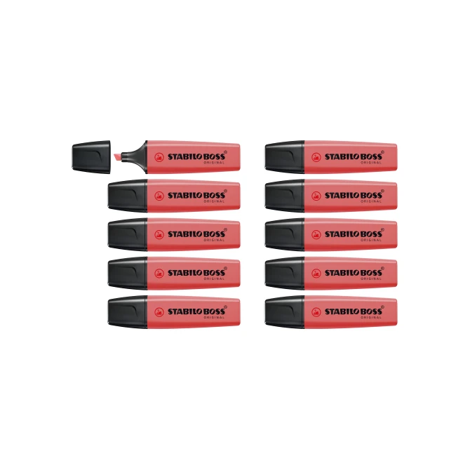 STABILO Boss Original Markeerstift Beitelvormige Punt 2 - 5 mm Rood (pak 10 stuks) STABILO Boss Original Markeerstift Beitelvormige Punt 2 - 5 mm Rood (pak 10 stuks)
