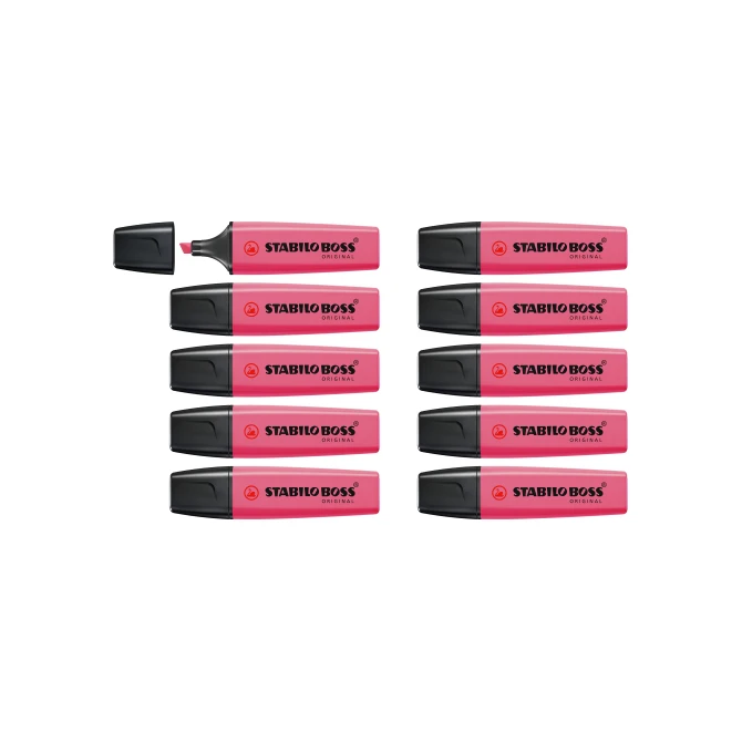 STABILO Boss Original Markeerstift Beitelvormige Punt 2 - 5 mm Roze (pak 10 stuks)
