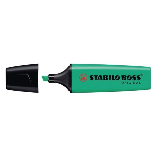 STABILO Boss Original Markeerstift Beitelvormige Punt 2 - 5 mm Turquoise (pak 10 stuks)