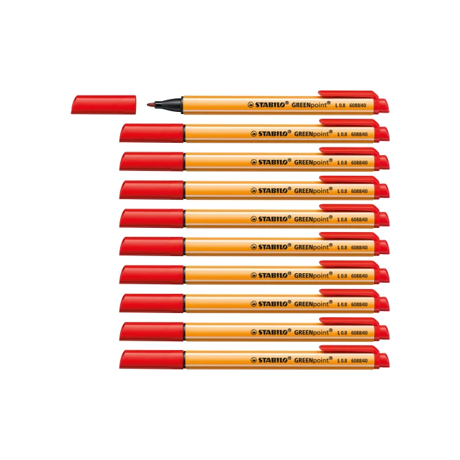 STABILO Fineliner GREENpoint 08 mm rood (doos 10 stuks)