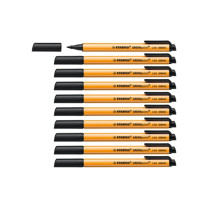 STABILO Fineliner GREENpoint 08 mm zwart (doos 10 stuks)
