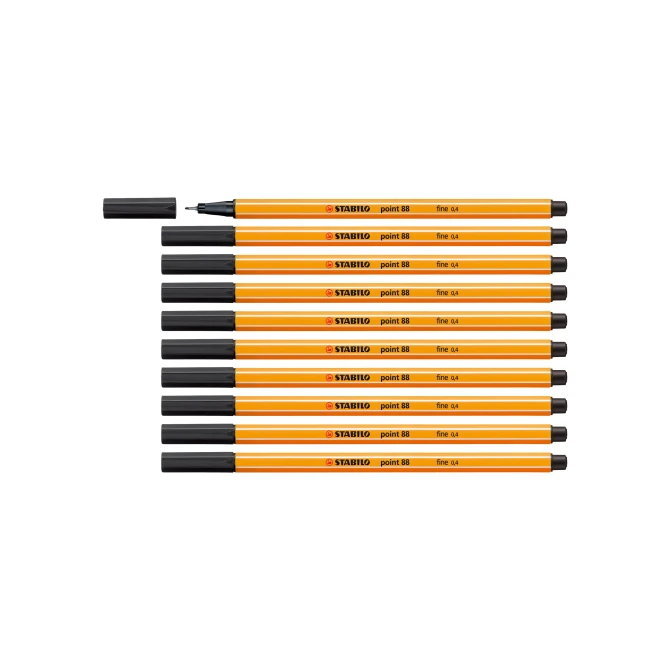 STABILO Fineliner point 88 04 mm zwart (pak 10 stuks)