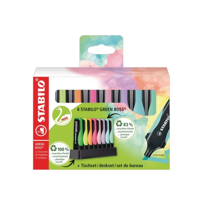 STABILO GREEN BOSS Pastel Markeerstift Bureauset Beitelvormige Punt 2-5 mm Assorti (pak 8 stuks) STABILO GREEN BOSS Pastel Markeerstift Bureauset Beitelvormige Punt 2-5 mm Assorti (pak 8 stuks)