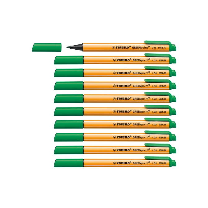 STABILO GREENpoint Fineliner 08 mm groen (doos 10 stuks) STABILO GREENpoint Fineliner 08 mm groen (doos 10 stuks)