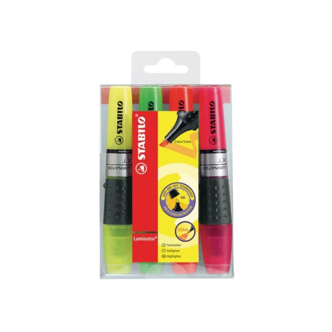 STABILO Luminator 71 highlighter assorti Geel groen rose blauw (pak 4 stuks) STABILO Luminator 71 highlighter assorti Geel groen rose blauw (pak 4 stuks)