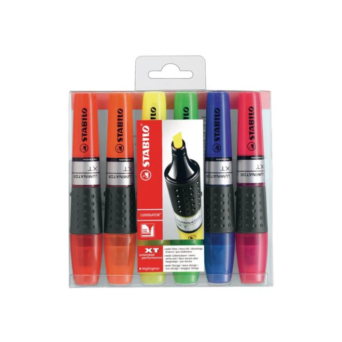 STABILO Luminator XT highlighter Geel oranje groen roze blauw en rood (pak 6 stuks) STABILO Luminator XT highlighter Geel oranje groen roze blauw en rood (pak 6 stuks)