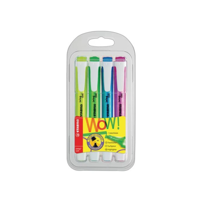 STABILO Swing Cool Markeerstift Beitelvormige Punt 1 - 4 mm Assorti (blister 4 stuks)