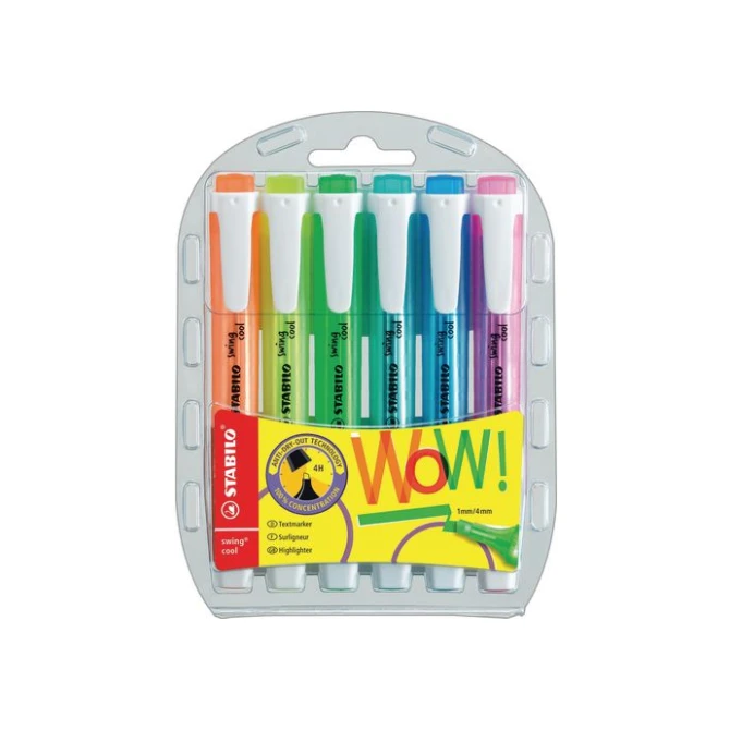 STABILO Tekstmarker Swing Cool (blister 6 stuks) STABILO Tekstmarker Swing Cool (blister 6 stuks)
